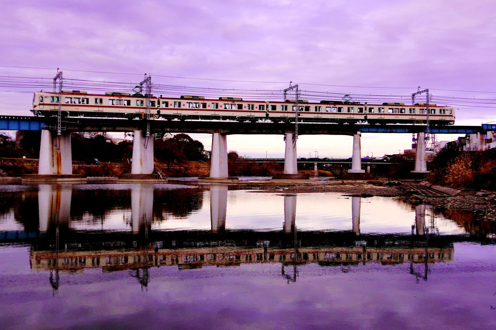 美嚢川を渡る神戸電鉄