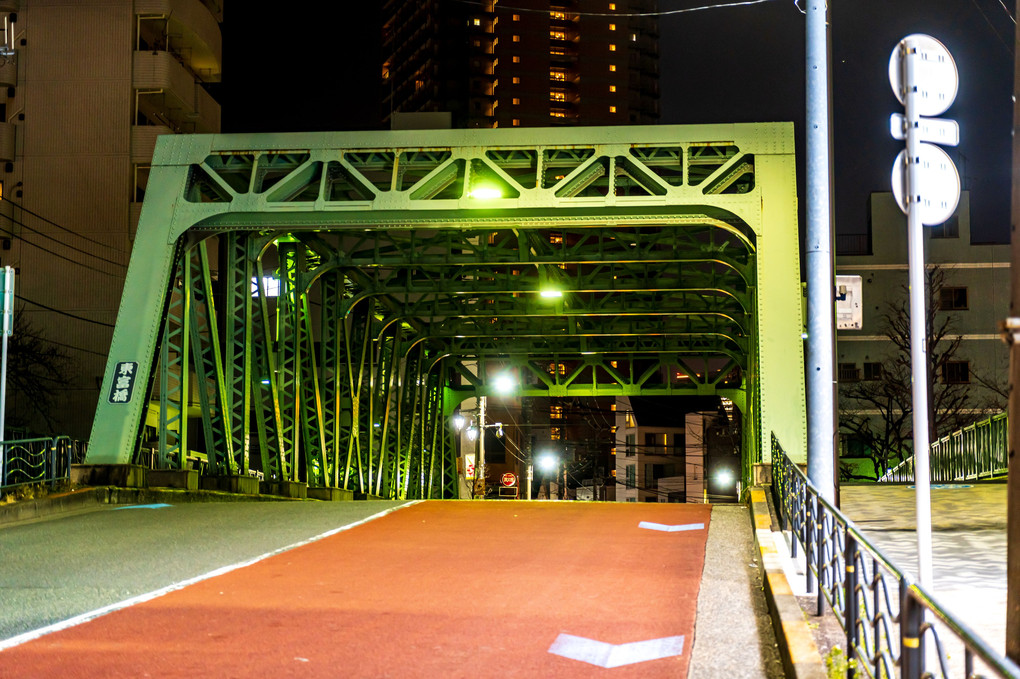 夜の深川さんぽ　トラス橋