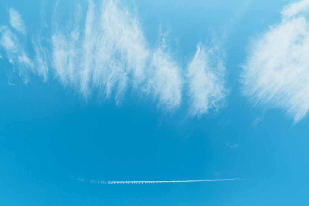秋空と飛行機雲