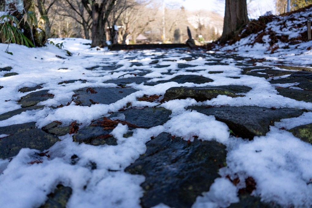 残雪の石畳