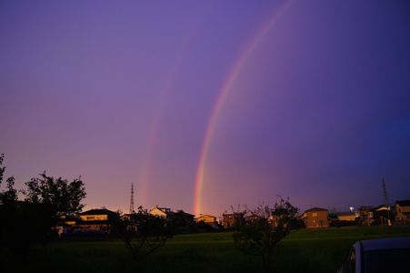 夕暮れのTwin Rainbow