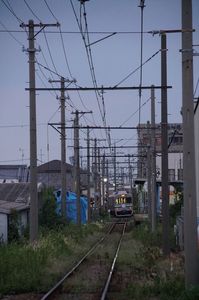 夕暮れを走る電車　#水間鉄道#