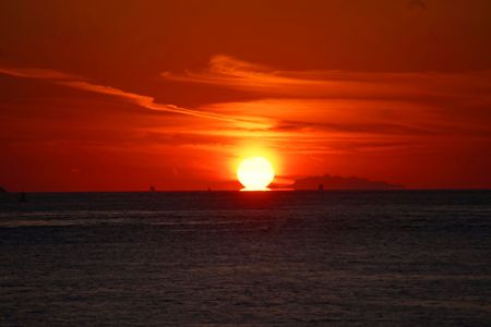 明石海峡の夕陽ダルマ