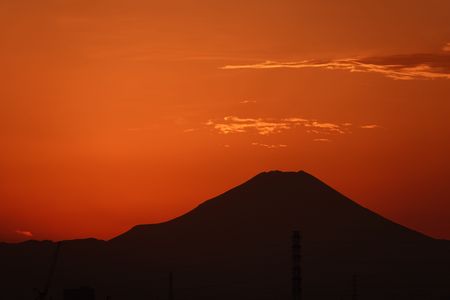 夕焼け富士山を、カシャッです。