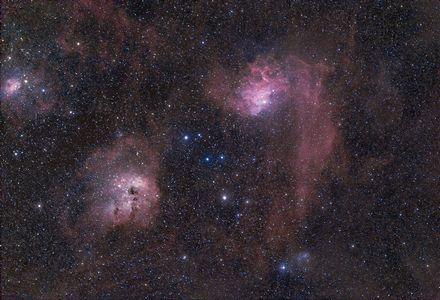 IC410ドクロ星雲とIC405勾玉星雲