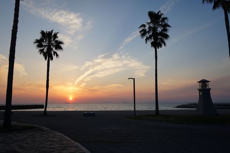 五色浜の夕日