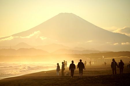 晩秋の富士山夕景