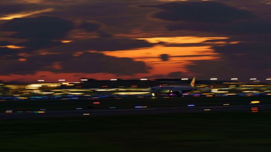 爆焼けの千歳空港