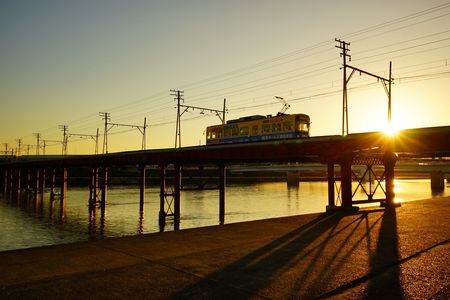 夕日と阪堺電車