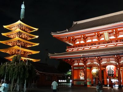 夜の浅草寺(せんそうじ)