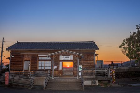 長崎県千綿駅の夕陽
