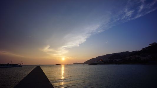 桟橋からの夕日