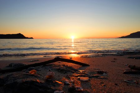 黒石海岸の夕陽