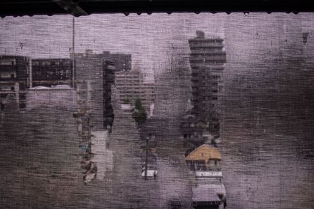 大規模修繕中　台風！