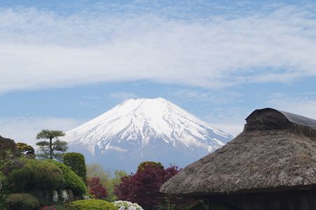 雪をかぶる富士の山