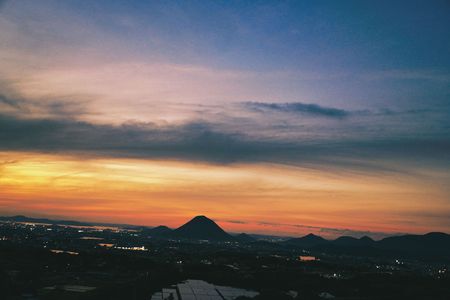 香川県城山の夕陽
