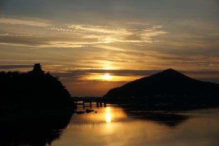 犬山城と2つの夕日