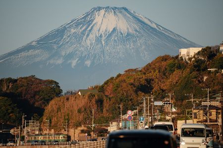 冬富士と江ノ電