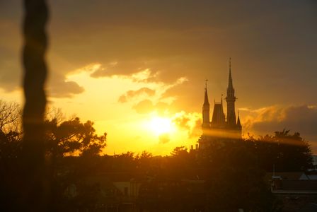 sunset at Tokyo Disneyland