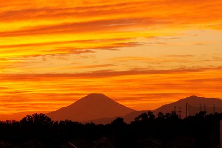 夕映えの富士！