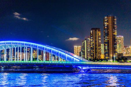 青い橋の夜景