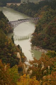 秋の第一只見川橋梁