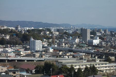 小田原城と新幹線