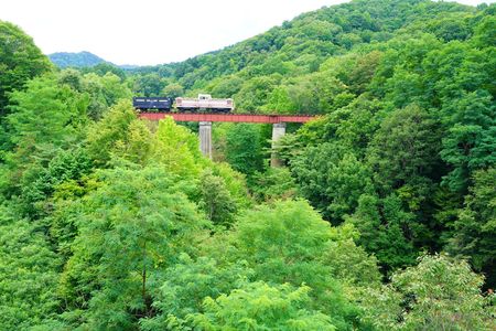 日本遺産「炭 鉄 港」構成文化財　旧三井芦別鉄道炭山川橋梁　諸行無常絵図