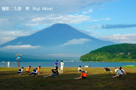 富士山と合宿の朝練習