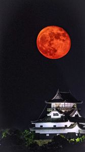 犬山城と紅満月