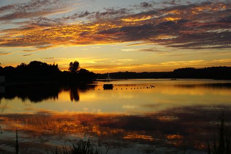 夕日の千波湖