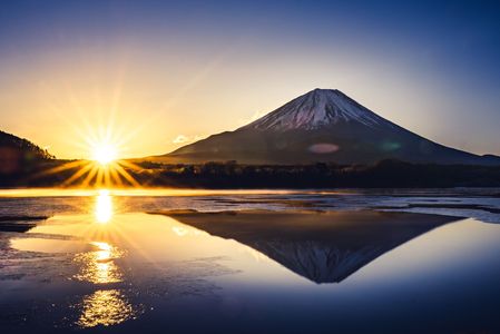 日の出逆さ富士富士