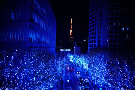 けやき坂と東京タワーのコントラスト