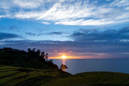 白米千枚田の夕景