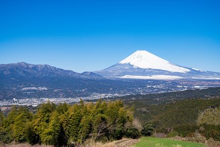 三島市より冠雪の富士を望む