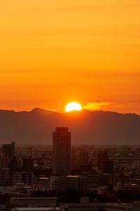 燃える太陽とカラス