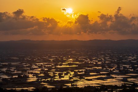 砺波平野の夕景