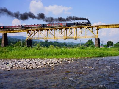 一ノ戸川橋梁とSLばんえつ物語