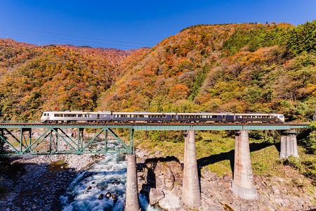 錦秋渓谷を走る