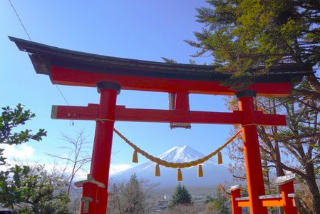 大鳥居から富士を眺める