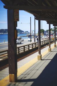 ホームの上からの線路と道路