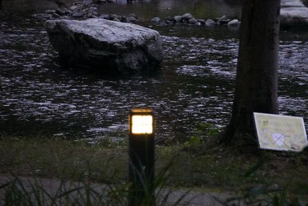 川と街灯