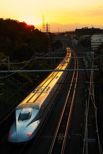 夕陽に向かって