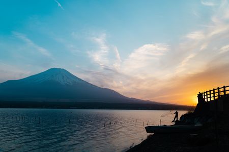 Beautiful sunset view of Mt. fuji
