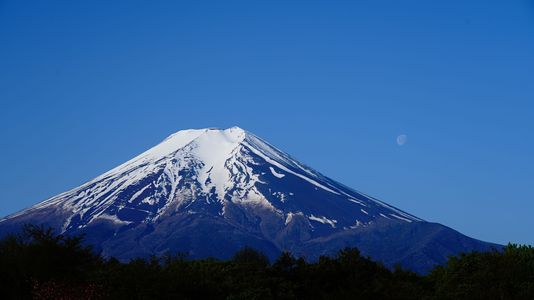 富士と月