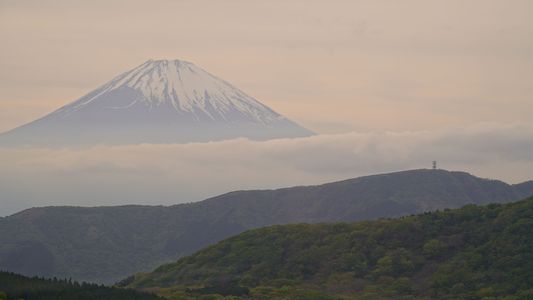 夕方の富士山を大涌谷から