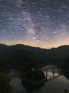 湖上から見上げる星空