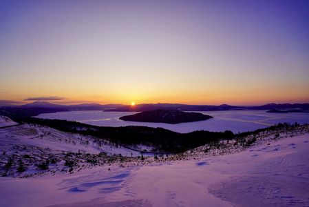 美幌峠より望む屈斜路湖の日の出