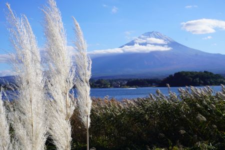 秋深まる河口湖と富士山