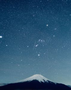 ふたご座流星群と富士山